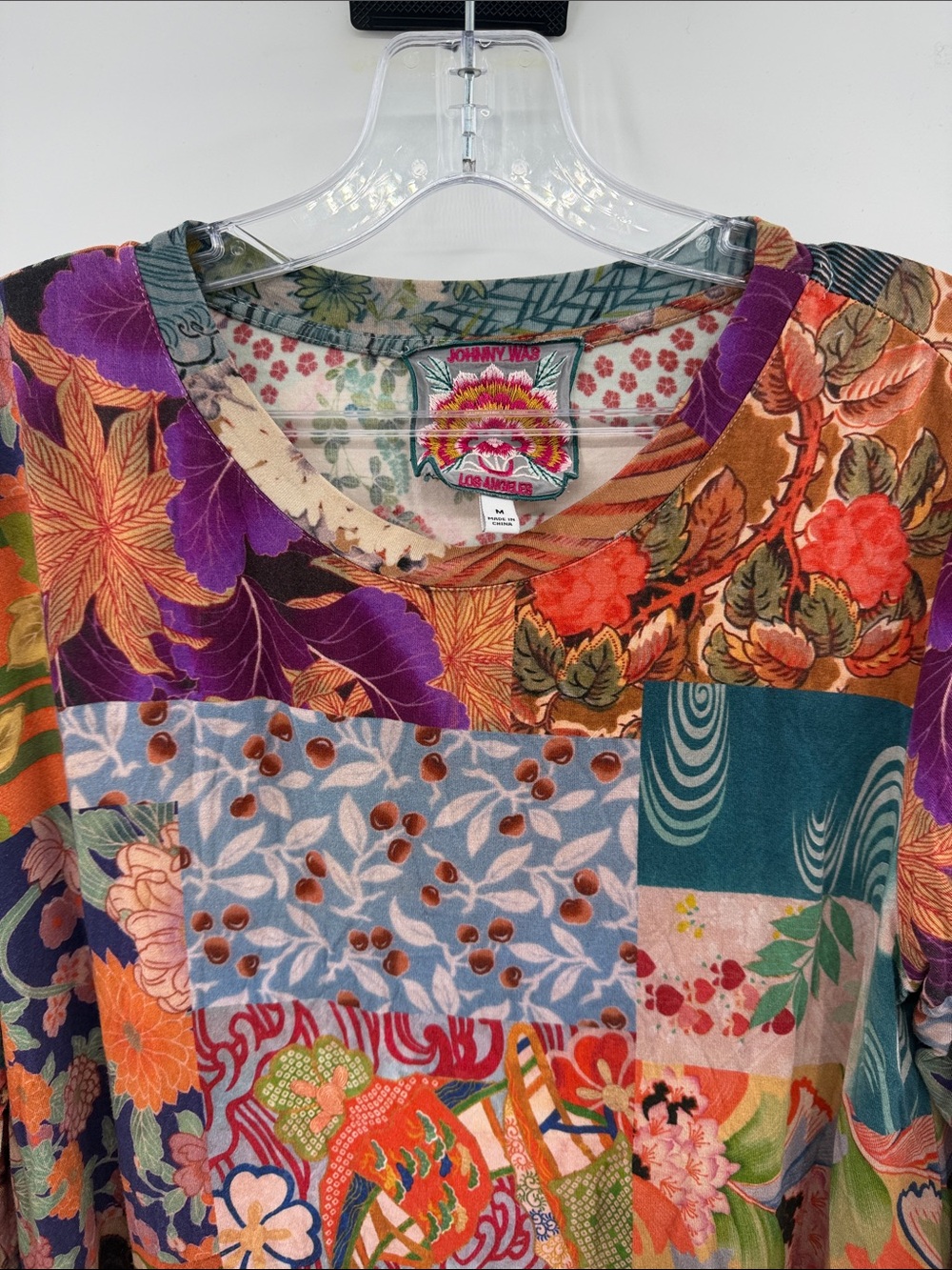 Johnny Was Multicolor Patchwork Floral Scoop Neck Top - Picture 2 of 5